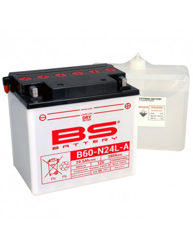 Batterie BS BATTERY Haute-performance avec pack acide - B60-N24L-A