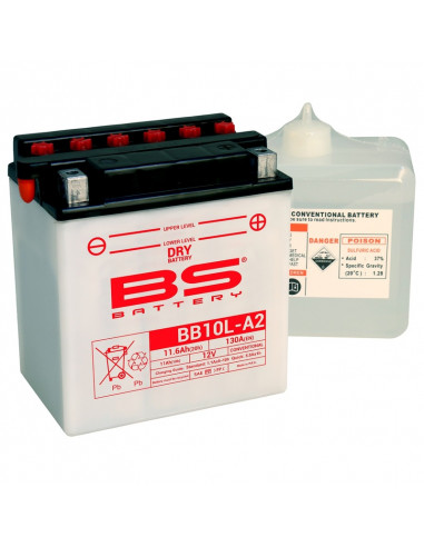 Batterie BS BATTERY Haute-performance avec pack acide - BB10L-A2