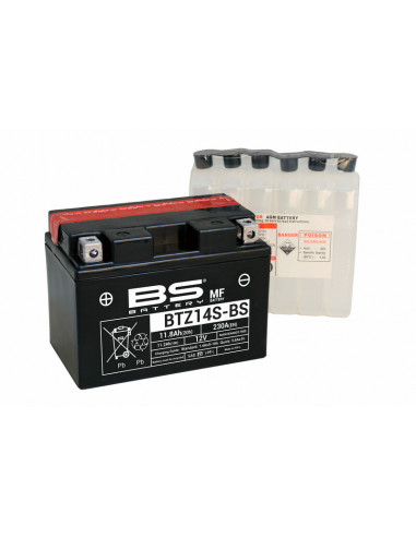 Batterie BS BATTERY Sans entretien avec pack acide - BTZ14S