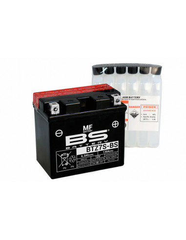 Batterie BS BATTERY Sans entretien avec pack acide - BTZ7S