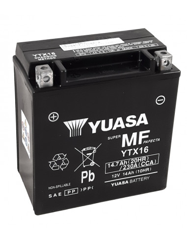 Batterie YUASA W/C sans entretien activée usine - YTX16 FA