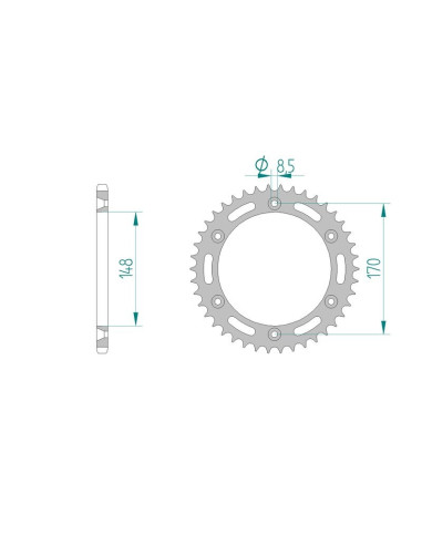 Kit chaine AFAM acier SUZUKI TSX 250 E,F,G,H,J,K pas 520 1984 à 1989